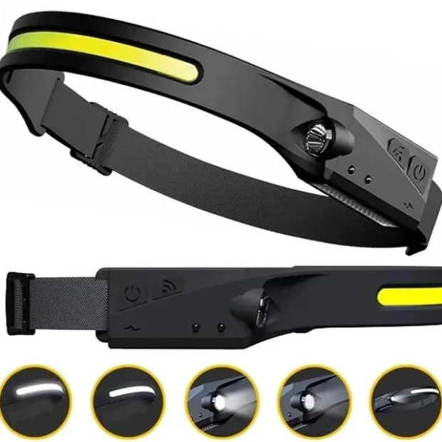 Hodelykt LED oppladbar 300lm sort