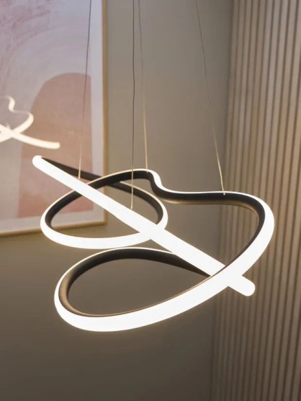 Infinity LED taklampe 112cm sort