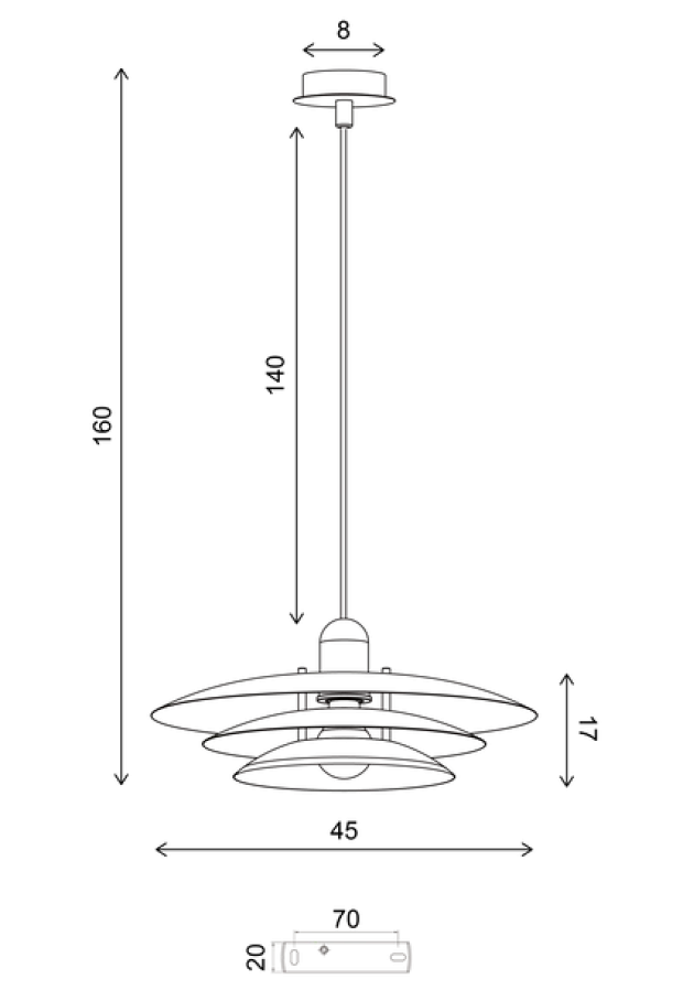 Joakim II taklampe 45cm hvit