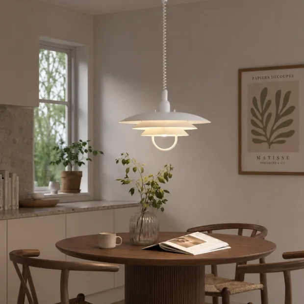 Joakim II taklampe med heis 40cm hvit