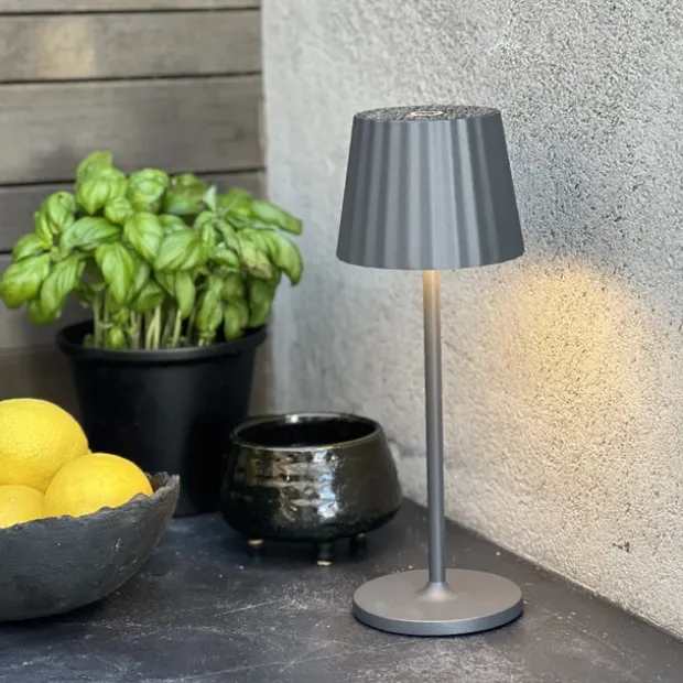 Juli LED oppladbar utelampe bord IP65 29cm grå