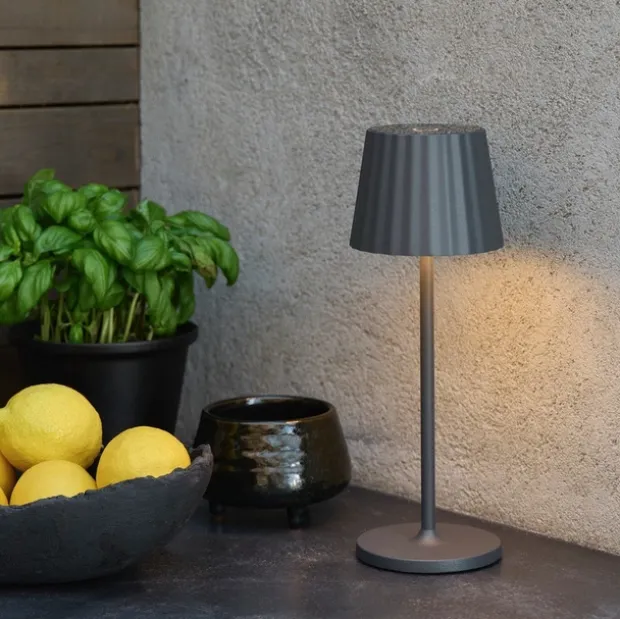 Juli LED oppladbar utelampe bord IP65 29cm grå