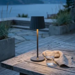 Juli LED oppladbar utelampe bord IP65 29cm grå