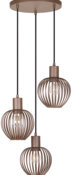 Keliz taklampe rondell 3lys 30cm coffee