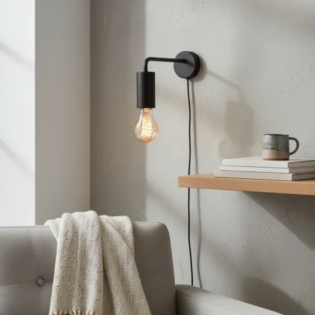 Kling vegglampe 15cm sort