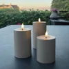 Kubbelys med 3D flamme 3pk. IP44 taupe