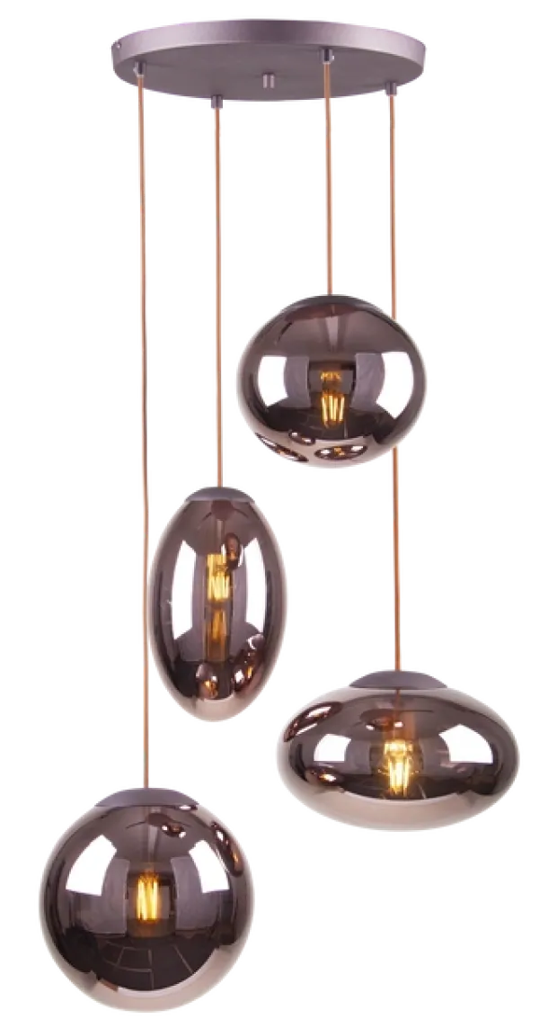 Leana taklampe rondell 4lys 60cm brun