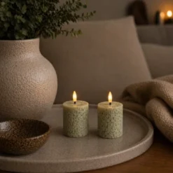 LED Olive telys 2pk. grønn