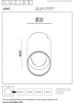 Lenz utelampe takspot 10cm brun