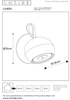 Lunex LED oppladbar IP54 sort