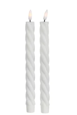 Lun tvinnet kronelys LED 2pk. hvit