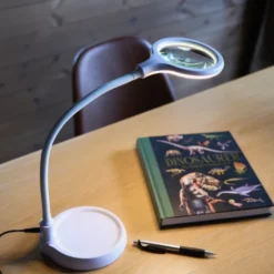 Lupelampe LED bordlampe klypefeste 56cm hvit