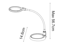 Lupelampe LED bordlampe klypefeste 56cm hvit