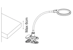 Lupelampe LED bordlampe klypefeste 56cm hvit