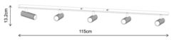 Lyra skinne 5lys 115cm sort