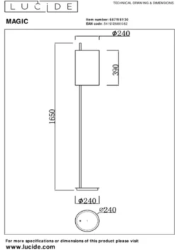Magic gulvlampe 165cm sort