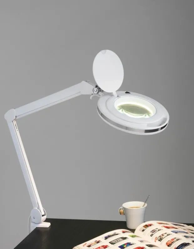 Magni LED bordlampe lupelampe 76cm hvit