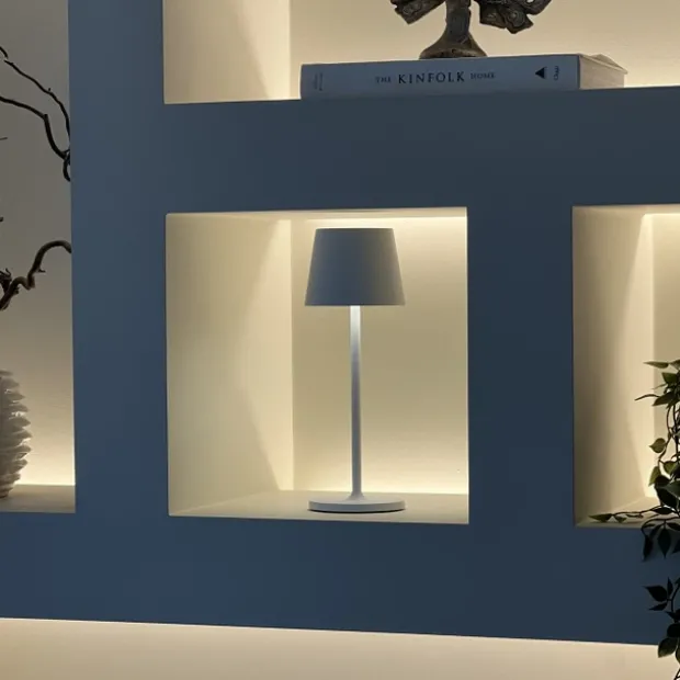 Mai LED oppladbar utelampe bord IP65 29cm hvit