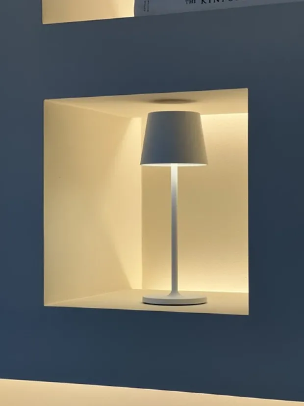Mai LED oppladbar utelampe bord IP65 29cm hvit