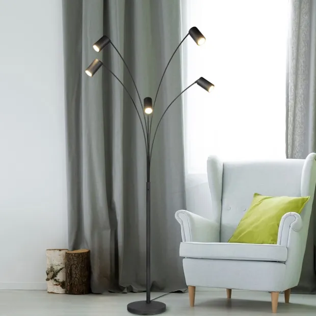 Marley gulvlampe 5lys 200cm sort