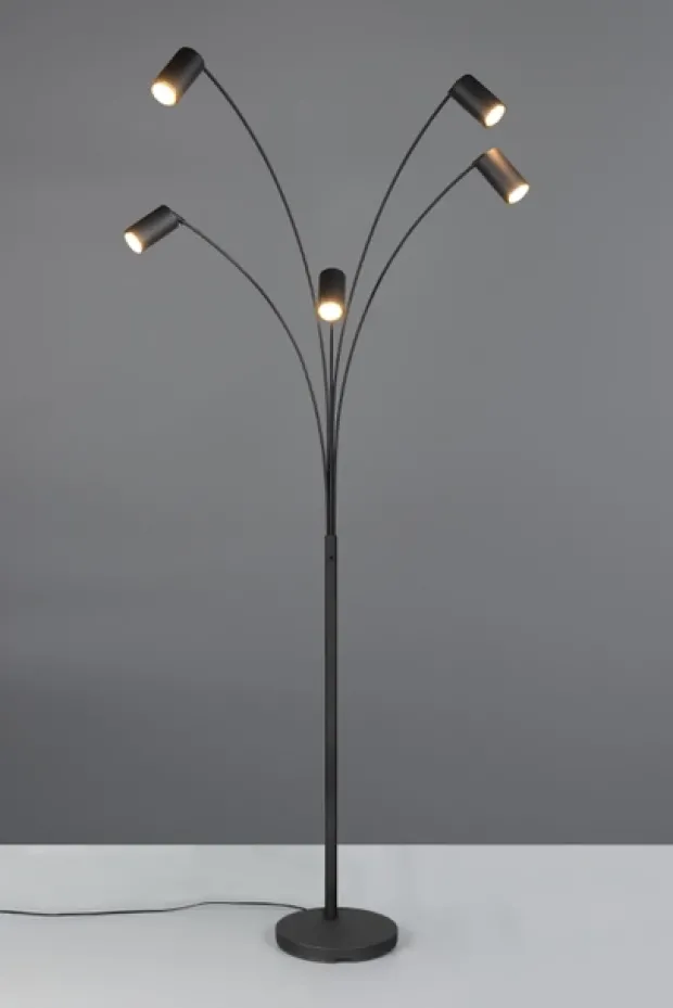 Marley gulvlampe 5lys 200cm sort