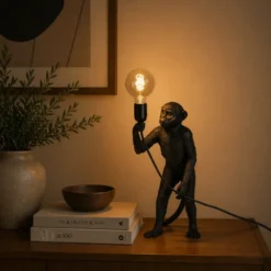 Monkey bordlampe 32cm sort