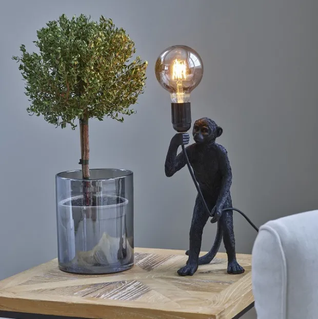 Monkey bordlampe 32cm sort