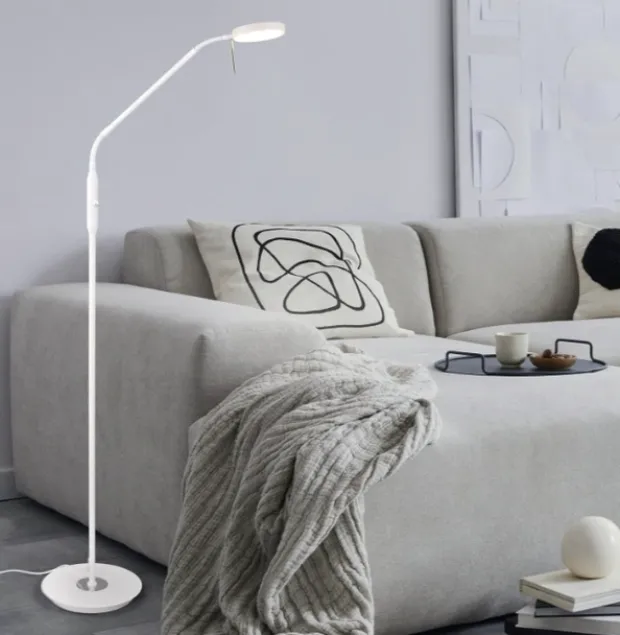 Monza LED leselampe gulv 1lys 145cm hvit