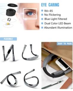 Neck Light LED oppladbar leselampe grå