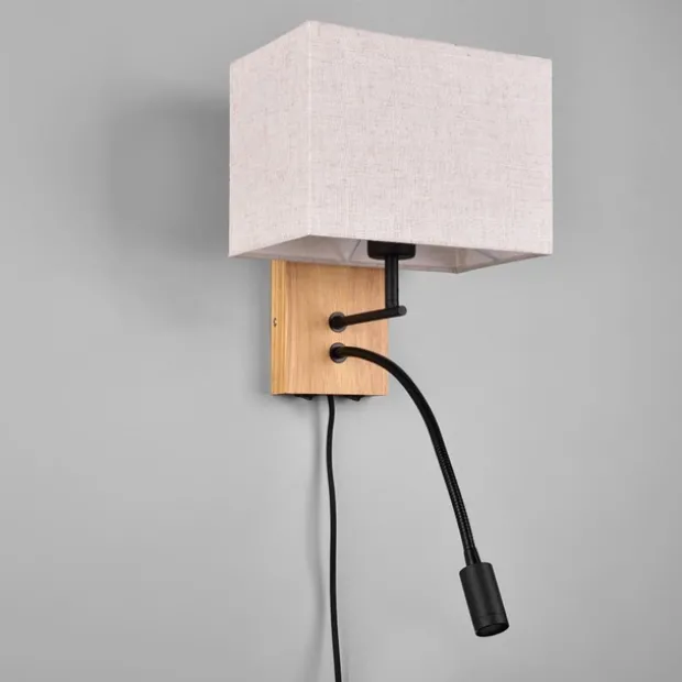 Nilam LED vegglampe m/lesearm 30cm natur
