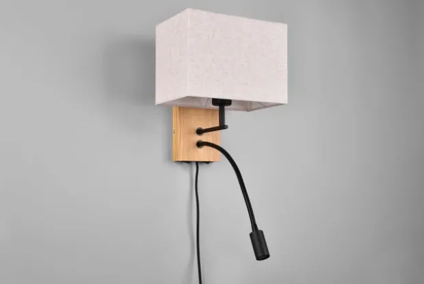 Nilam LED vegglampe m/lesearm 30cm natur