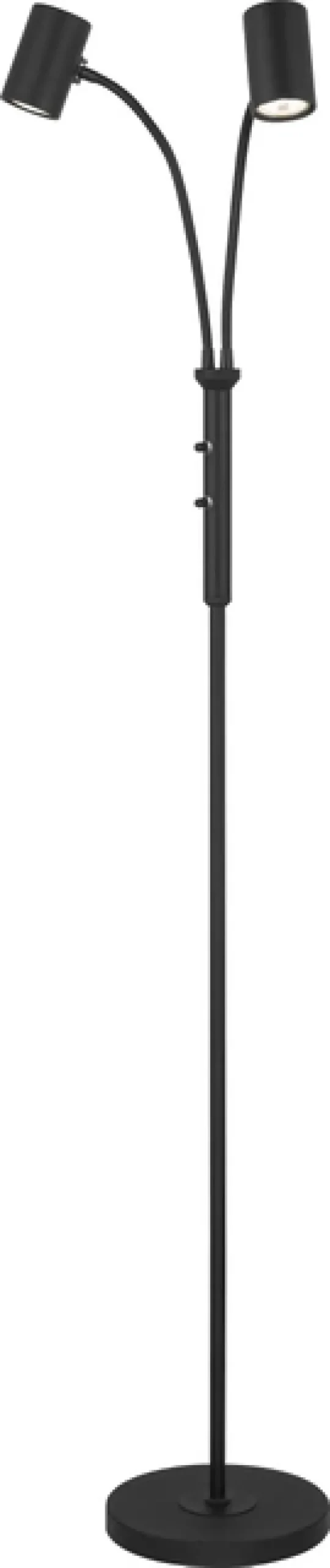 Noor II leselampe gulv 2lys 150cm sort