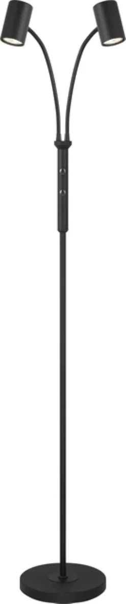 Noor II leselampe gulv 2lys 150cm sort