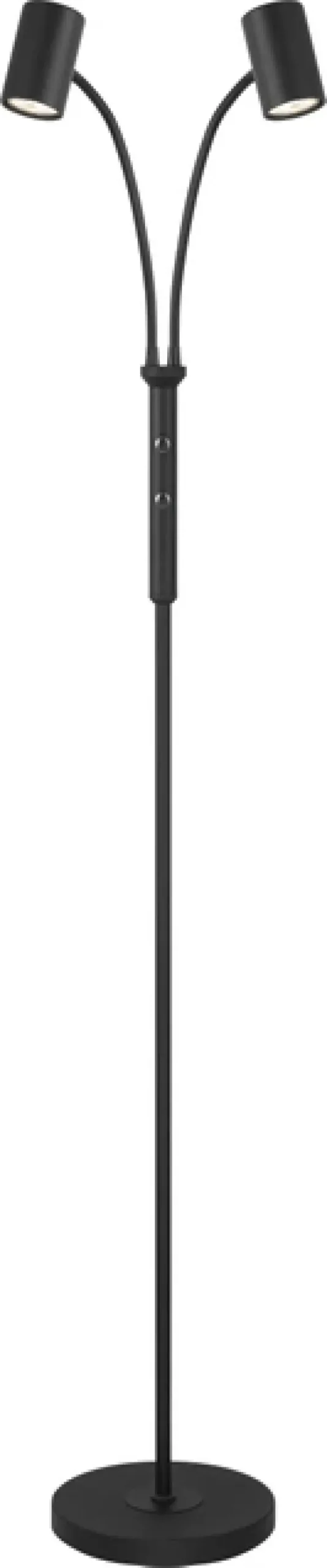 Noor II leselampe gulv 2lys 150cm sort