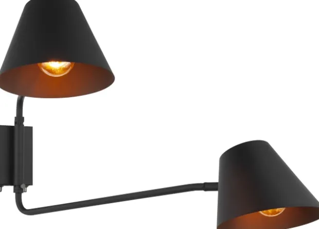 Nordic vegglampe 2lys sort