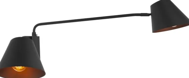 Nordic vegglampe 2lys sort