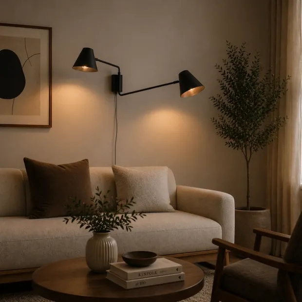 Nordic vegglampe 2lys sort