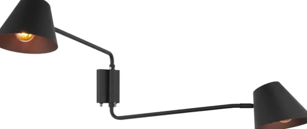 Nordic vegglampe 2lys sort