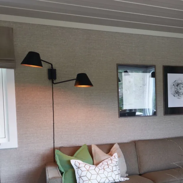 Nordic vegglampe 2lys sort