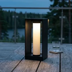 Oliver oppladbar lykt med solar 42cm sort