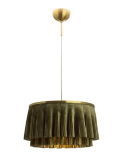 Ophelia taklampe 40cm messing/grønn