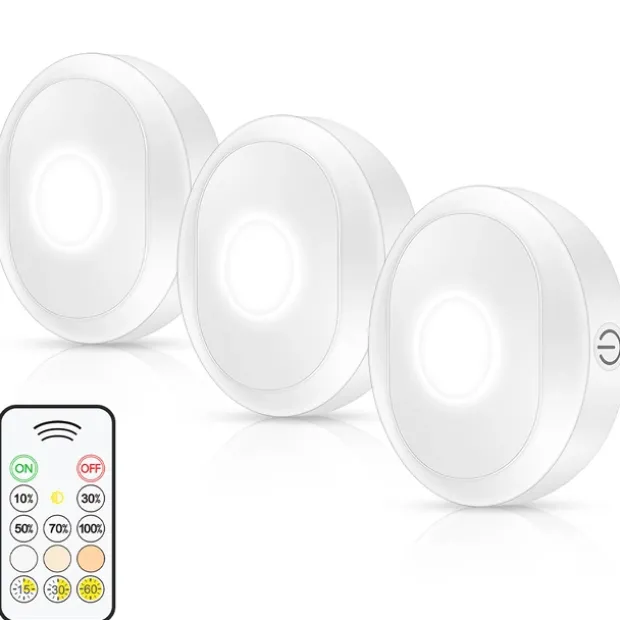 Puck LED oppladbar 3 pk. hvit