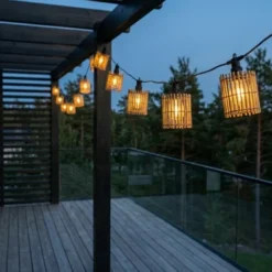 Rattan lyslenke IP44 6lys natur