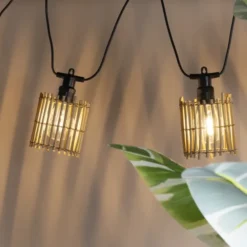 Rattan lyslenke IP44 6lys natur