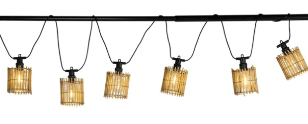 Rattan lyslenke IP44 6lys natur