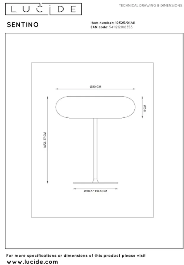 Sentino bordlampe 37cm messing