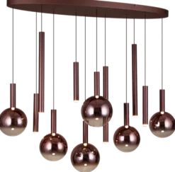 Serena taklampe oval rondell 12lys 120cm brun