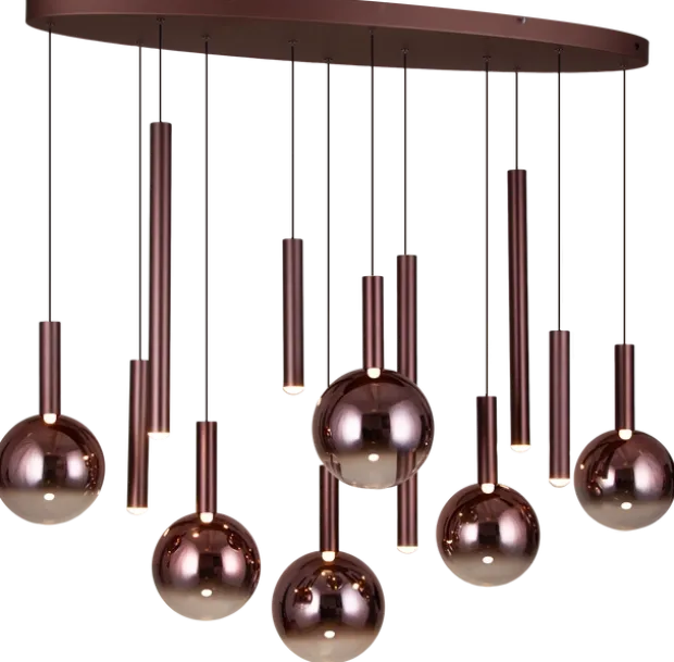 Serena taklampe oval rondell 12lys 120cm brun