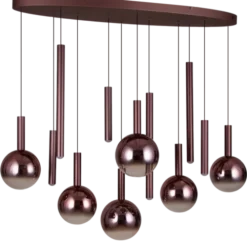 Serena taklampe oval rondell 12lys 120cm brun