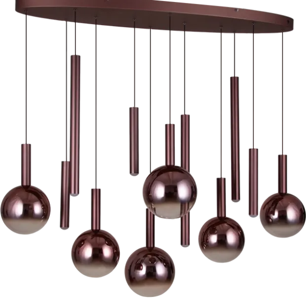 Serena taklampe oval rondell 12lys 120cm brun